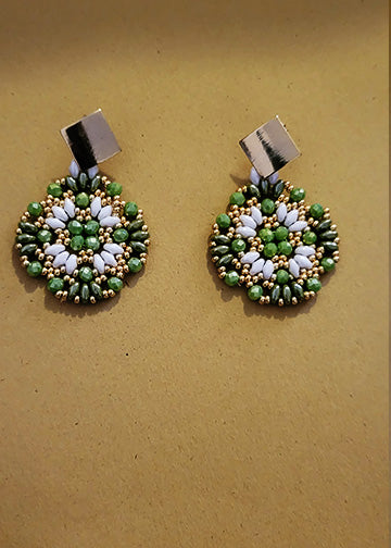 The Cikara Green/Brown & Gold Earring Set