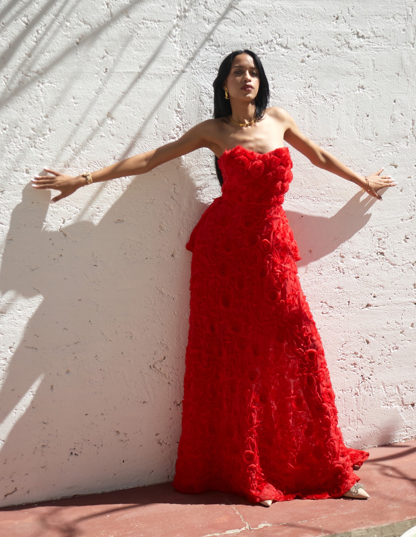 The Catalina Red Strapless Gown