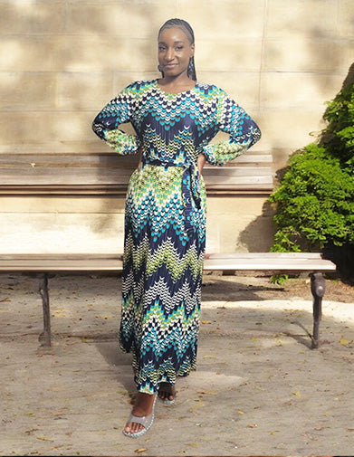 The Madona Chevron Print Midi Dress